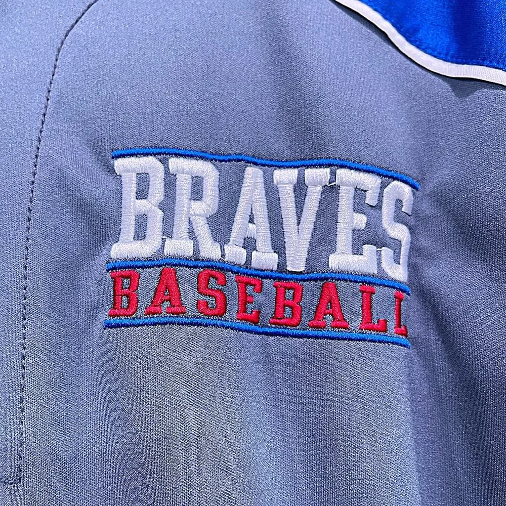 ATLANTA BRAVES 1/4 Zip Performance Pullover Gray MLB Baseball Adidas Mens Large